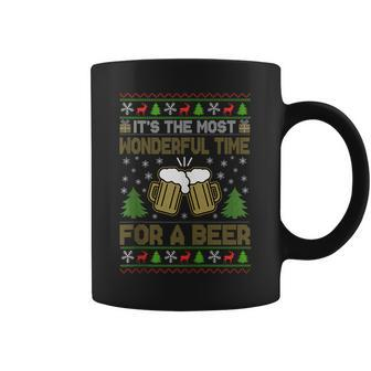 It's The Most Wonderful Time For A Beer Santa Ugly Christmas Coffee Mug - Seseable