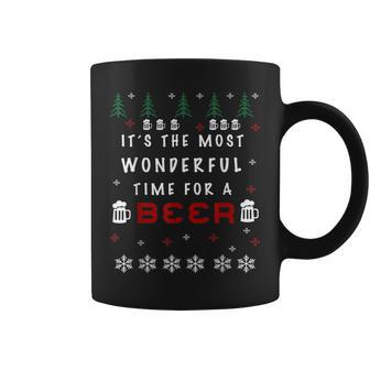 It's The Most Wonderful Time For A Beer Ugly Christmas Coffee Mug - Monsterry UK