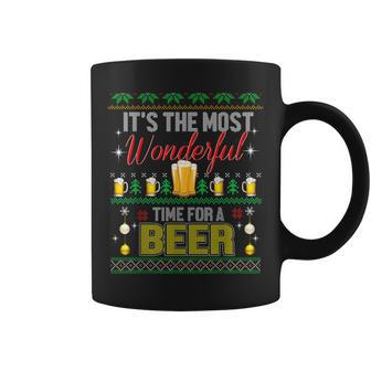 It's The Most Wonderful Time For A Beer Ugly Sweater Xmas Coffee Mug - Monsterry UK