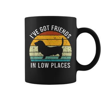 I've Got Friends In Low Places Basset Hound Retro Coffee Mug | Seseable CA