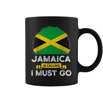 Jamaica Is Calling I Must Go Jamaican Heritage Roots Flag Coffee Mug - Monsterry DE