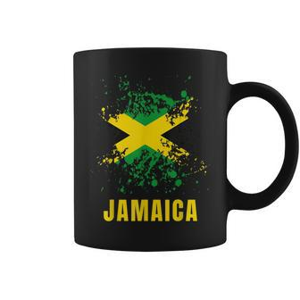 Jamaica Retro Vintage Watercolors Sport Jamaican Flag Coffee Mug - Monsterry CA