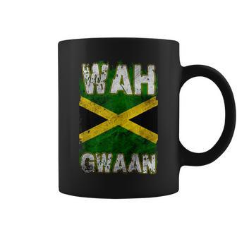 Jamaica Wah Gwaan Rasta Cool Distressed Jamaican Flag Coffee Mug - Monsterry DE