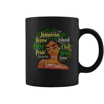 Jamaican Woman Afro Words Flag Colors Coffee Mug - Thegiftio UK