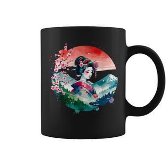 Japan Traditionell Landschaft Geisha Kirschblüte Retro Anime Tassen - Geschenkecke