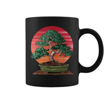 Japanese Bonsai Tree Retro Vintage Sunset Coffee Mug - Monsterry