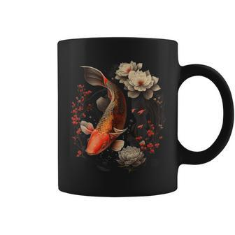 Japanese Koi Carp Nishikigoi Fish Graphic Cherry Blossom Coffee Mug | Mazezy
