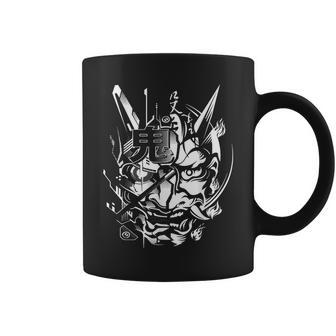 Japanese Oni Cyberpunk Samurai Fun Techwear Vintage Retro Coffee Mug - Monsterry UK