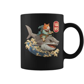 Japanese Samurai Cat Shark Ninja Cat Tattoo Kitten Warrior Coffee Mug - Monsterry UK