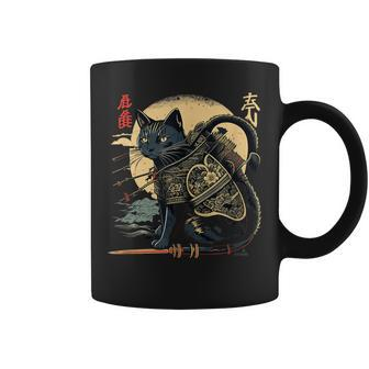 Japanese Samurai Cat Tattoo Vintage Kawaii Ninja Coffee Mug - Seseable