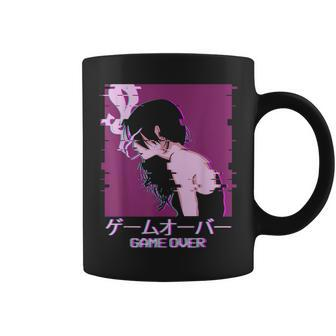 Japanese Vaporwave Sad Anime Girl Game Over Aesthetic Coffee Mug - Monsterry