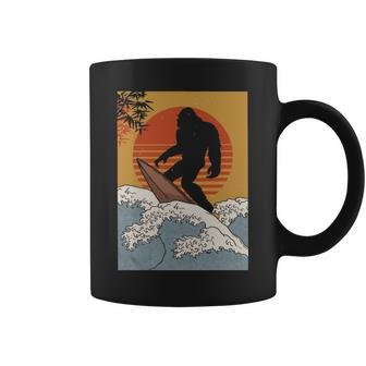 Japanese Vintage Kanagawa Art Surfing Bigfoot Hanging Ten Coffee Mug | Mazezy