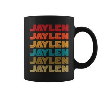 Jaylen Name Retro Given Name Colorful Inline Font Coffee Mug - Monsterry UK