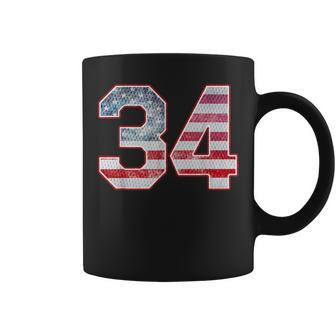 Jersey Player Number 34 Personalized Sports American Flag Coffee Mug - Monsterry AU