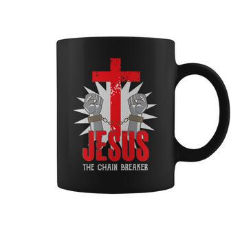 Jesus The Chain Breaker Christian Faith Saying Cross Coffee Mug - Monsterry