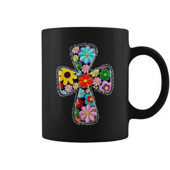 Jesus Christian Cross Flower Happy Easter Retro Coffee Mug | Mazezy