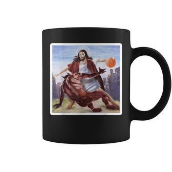 Jesus Crossing Up Satan Basketball Coffee Mug - Monsterry DE