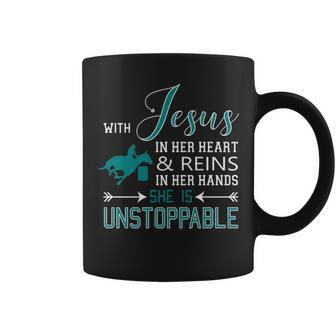 With Jesus In Her Heart And Reins In Her Hands She Is Coffee Mug | Mazezy