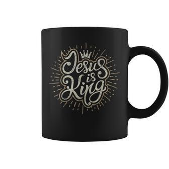 Jesus Is King Bible Faith Graphic Christian Coffee Mug - Seseable