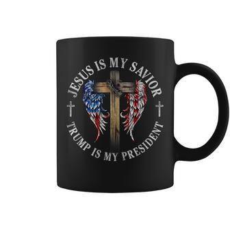 Jesus Is My Savior Trump Is My President 2024 Usa Flag Cross Coffee Mug - Monsterry UK