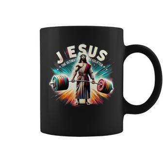 Jesus The Ultimate Deadlifter Retro Jesus Christian Workout Coffee Mug | Mazezy