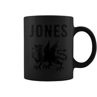 Jones Surname Welsh Family Name Wales Heraldic Dragon Coffee Mug - Seseable
