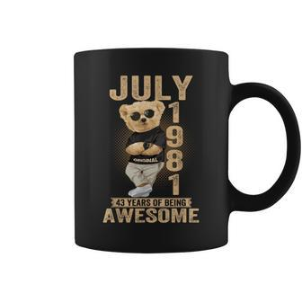 July 43Th Birthday 1981 Awesome Teddy Bear Coffee Mug - Monsterry CA