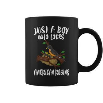 Just A Boy Who Loves American Robins Birds Coffee Mug - Monsterry