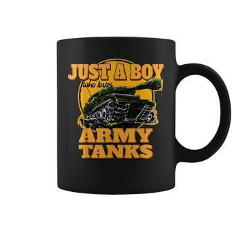 Just A Boy Who Loves Army Tanks Vintage Military Tank Coffee Mug - Monsterry UK