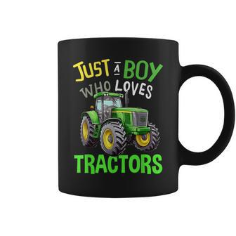 Just A Boy Who Loves Tractors Green Farm Tractor Trucks Coffee Mug - Monsterry DE