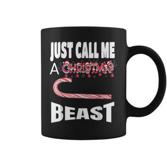 Just Call A Christmas Beast With Cute Candy Cane Coffee Mug - Monsterry