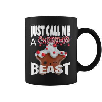 Just Call A Christmas Beast Cute Ginger Bread Star Cookie Coffee Mug - Monsterry