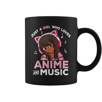 Just A Girl Who Loves Anime And Music Black Girl Anime Merch Coffee Mug - Monsterry AU