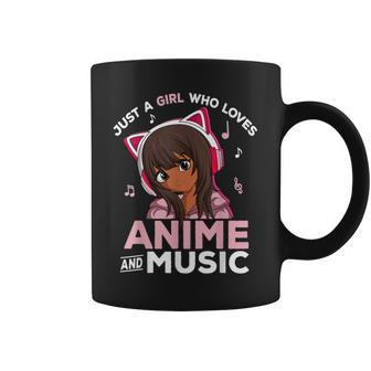 Just A Girl Who Loves Anime And Music Black Girl Anime Merch Coffee Mug - Thegiftio UK