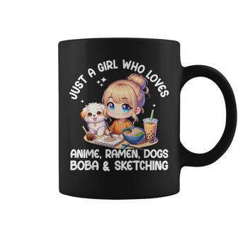 Just A Girl Who Loves Anime Ramen Dogs Boba And Sketching Coffee Mug - Seseable