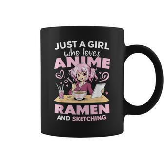 Just A Girl Who Loves Anime Ramen And Sketching Anime Coffee Mug - Seseable