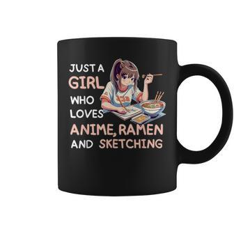 Just A Girl Who Loves Anime Ramen Sketching Anime Japan Coffee Mug - Monsterry AU