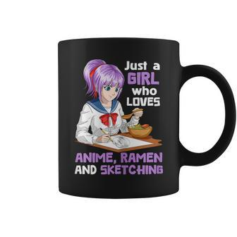 Just A Girl Who Loves Anime Ramen And Sketching Japan Anime Coffee Mug - Seseable