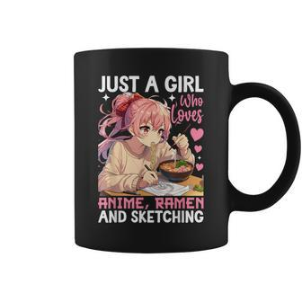 Just A Girl Who Loves Anime Ramen And Sketching Anime Merch Coffee Mug - Monsterry