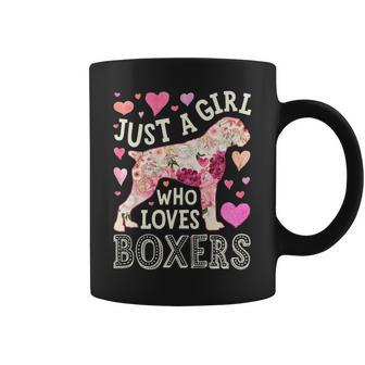 Just A Girl Who Loves Boxers Dog Silhouette Flower Floral Coffee Mug | Mazezy