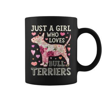 Just A Girl Who Loves Bull Terriers Dog Silhouette Flower Coffee Mug | Mazezy AU