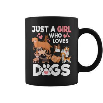 Just A Girl Who Loves Dogs Cute Dog Lover Coffee Mug - Seseable