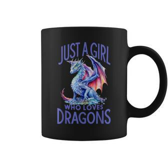 Just A Girl Who Loves Dragons Girl Blue Dragon Coffee Mug - Seseable