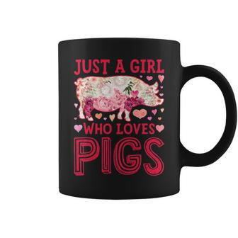Just A Girl Who Loves Pigs Pig Silhouette Flower Coffee Mug | Mazezy AU