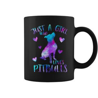 Just A Girl Who Loves Pitbulls Galaxy Space Pitbull Dog Mom Coffee Mug | Mazezy
