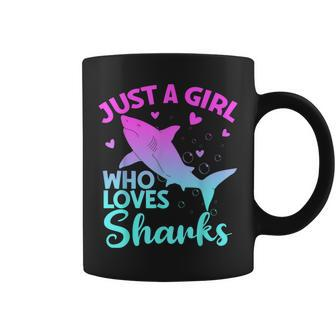 Just A Girl Who Loves Sharks Cute Shark Girl Lover Ocean Coffee Mug - Seseable