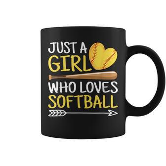 Just A Girl Who Loves Softball Cute Softball Lover Coffee Mug - Monsterry