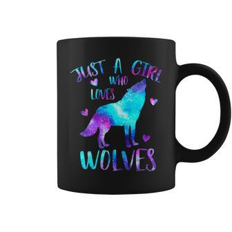 Just A Girl Who Loves Wolves Galaxy Space Cute Wolf Lover Coffee Mug - Thegiftio UK