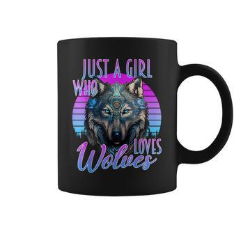 Just A Girl Who Loves Wolves Wolf Purple & Blue Sunset Coffee Mug - Monsterry CA