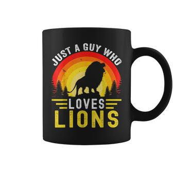 Just A Guy Who Loves Lions Retro Vintage Lion Coffee Mug - Thegiftio UK
